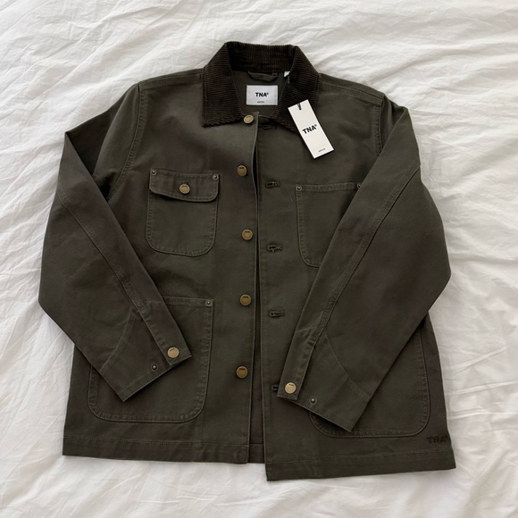 Aritzia Jackets & Blazers - Aritzia TNA Khaki Jacket with Corduroy Collar